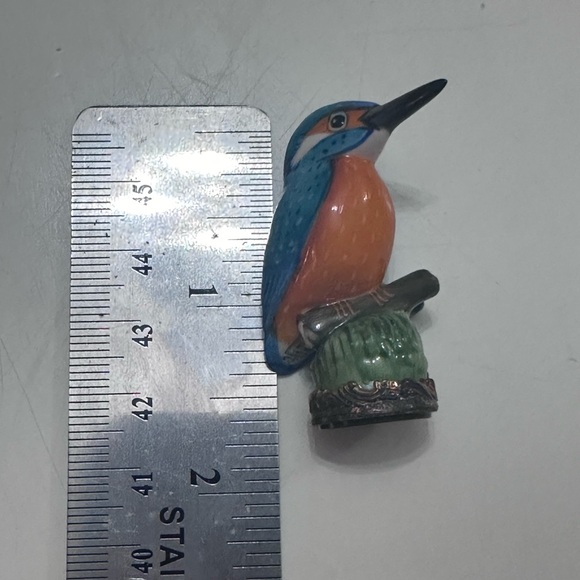 RARE Halcyon Days Enamel Porcelain Kingfisher Desk Seal - Picture 6 of 11